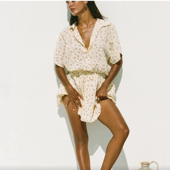 Sabo Skirt Onara Dress Yellow Floral Cotton Mini Size Small - Picture 8 of 12